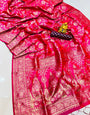 Extraordinary Dark Pink Soft Banarasi Silk Saree With Nemesis Blouse Piece