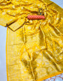 Demanding Yellow Soft Banarasi Silk Saree With Nemesis Blouse Piece