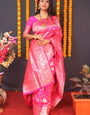 Surreptitious Dark Pink Banarasi Silk Saree With Pleasurable Blouse Piece