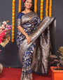 Seraglio Navy Blue Banarasi Silk Saree With Pleasurable Blouse Piece