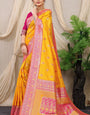 Supernal Mustard Banarasi Silk Saree With Redolent Blouse Piece