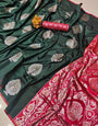 Girlish Dark Green Banarasi Silk With Transcendent Blouse Piece