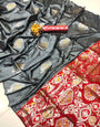 Intricate Grey Banarasi Silk With Transcendent Blouse Piece