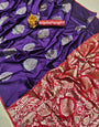 Impressive Purple Banarasi Silk With Transcendent Blouse Piece