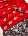 Surpassing Red Banarasi Silk With Transcendent Blouse Piece