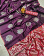 Beautiful Wine Banarasi Silk With Transcendent Blouse Piece