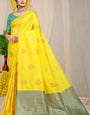 Sophisticated Lemon Soft Banarasi Silk Saree With Lissome Blouse Piece