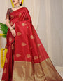 Glowing Maroon Soft Banarasi Silk Saree With Lissome Blouse Piece