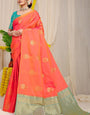 Desiring Peach Soft Banarasi Silk Saree With Lissome Blouse Piece