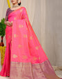 Hypnotic Pink Soft Banarasi Silk Saree With Lissome Blouse Piece