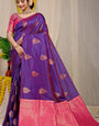 Prominent Purple Soft Banarasi Silk Saree With Lissome Blouse Piece