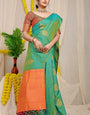 Super extravagant Sea Green Soft Banarasi Silk Saree With Lissome Blouse Piece