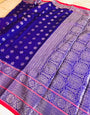 Refreshing Royal Blue Banarasi Silk Saree and Incredible Golden Blouse Piece