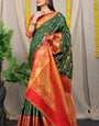 Flaunt Green Kanjivaram Silk Saree and Fugacious Blouse Piece