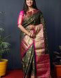 Incredible Black Kanjivaram Silk Saree With Conflate Blouse Piece