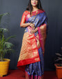 Pleasurable Blue Kanjivaram Silk Saree With Conflate Blouse Piece