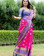 Luxuriant Dark Pink Banarasi Silk Saree With Ebullience Blouse Piece