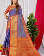 Flaunt Royal Blue Kanjivaram Silk Saree With Engaging Blouse Piece