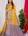 Wonderful Yellow Kanjivaram Silk Saree With Engaging Blouse Piece