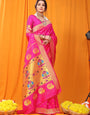 Lovely Dark Pink Paithani Silk Saree With Super classy Blouse Piece