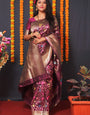 Charming Purple Kanjivaram Silk Saree With Engaging Blouse Piece