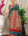 Murmurous Dark Green Kanjivaram Silk Saree With Sizzling Blouse Piece