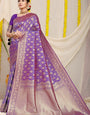 Flameboyant Purple Soft Banarasi Silk Saree With Bewitching Blouse Piece