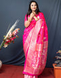 Redolent Dark Pink Kanjivaram Silk Saree With Demure Blouse Piece