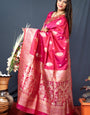 Ratatouille Maroon Kanjivaram Silk Saree With Demure Blouse Piece