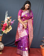 Panoply Purple Kanjivaram Silk Saree With Demure Blouse Piece