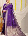 Staring Royal Blue Banarasi Silk Saree With Magnetic Blouse Piece