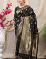 Delectable Black Kanjivaram Silk Saree With Effervescent Blouse Piece