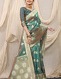 Confounding Grey Kanjivaram Silk Saree With Effervescent Blouse Piece