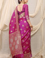 Pleasurable Purple Kanjivaram Silk Saree With Effervescent Blouse Piece