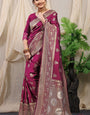 Denouement Wine Kanjivaram Silk Saree With Effervescent Blouse Piece