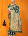 Scintilla Dark Green Kanjivaram Silk Saree With Seraglio Blouse Piece