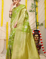 Improbable Green Kanjivaram Silk Saree With Seraglio Blouse Piece