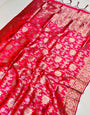 Wonderful Dark Pink Banarasi Silk Saree With Fairytale Blouse Piece