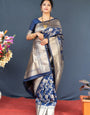 Imaginative Navy Blue Banarasi Silk Saree With Lissome Blouse Piece