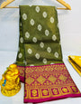 Energetic Brown Kanjivaram Silk Saree With Demure Blouse Piece