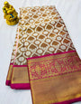 Adorning Brown Kanjivaram Silk Saree With Effervescent Blouse Piece