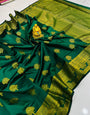 Sophisticated Dark Green Soft Banarasi Silk Saree With Supernal Blouse Piece