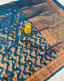 Forbearance Rama Soft Banarasi Silk Saree With Beautiful Blouse Piece