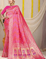 Delectable Dark Pink Soft Banarasi Silk Saree With Beautiful Blouse Piece