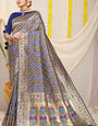 Staggering Navy Blue Soft Banarasi Silk Saree With Beautiful Blouse Piece