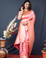 Elegant Baby Pink Banarasi Silk Saree With Pretty Blouse Piece