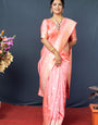 Adorning Baby Pink Banarasi Silk Saree With Classic Blouse Piece