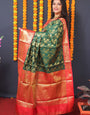 Opulent Green Kanjivaram Silk Saree With Redolent Blouse Piece