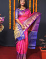 Groovy Pink Kanjivaram Silk Saree With Redolent Blouse Piece