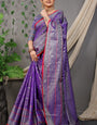 Fugacious Royal Blue Banarasi Silk Saree With Classic Blouse Piece